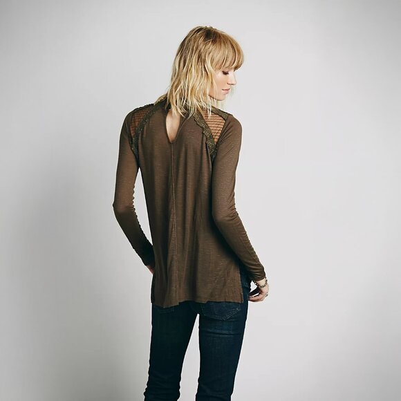 Free People New Romantics Ruby Jane Tee in Green - sz Small - Picture 3 of 14